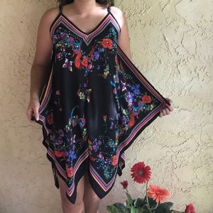 Black and floral midi dress